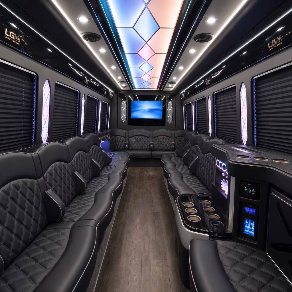 15 Passenger Party Bus Interior