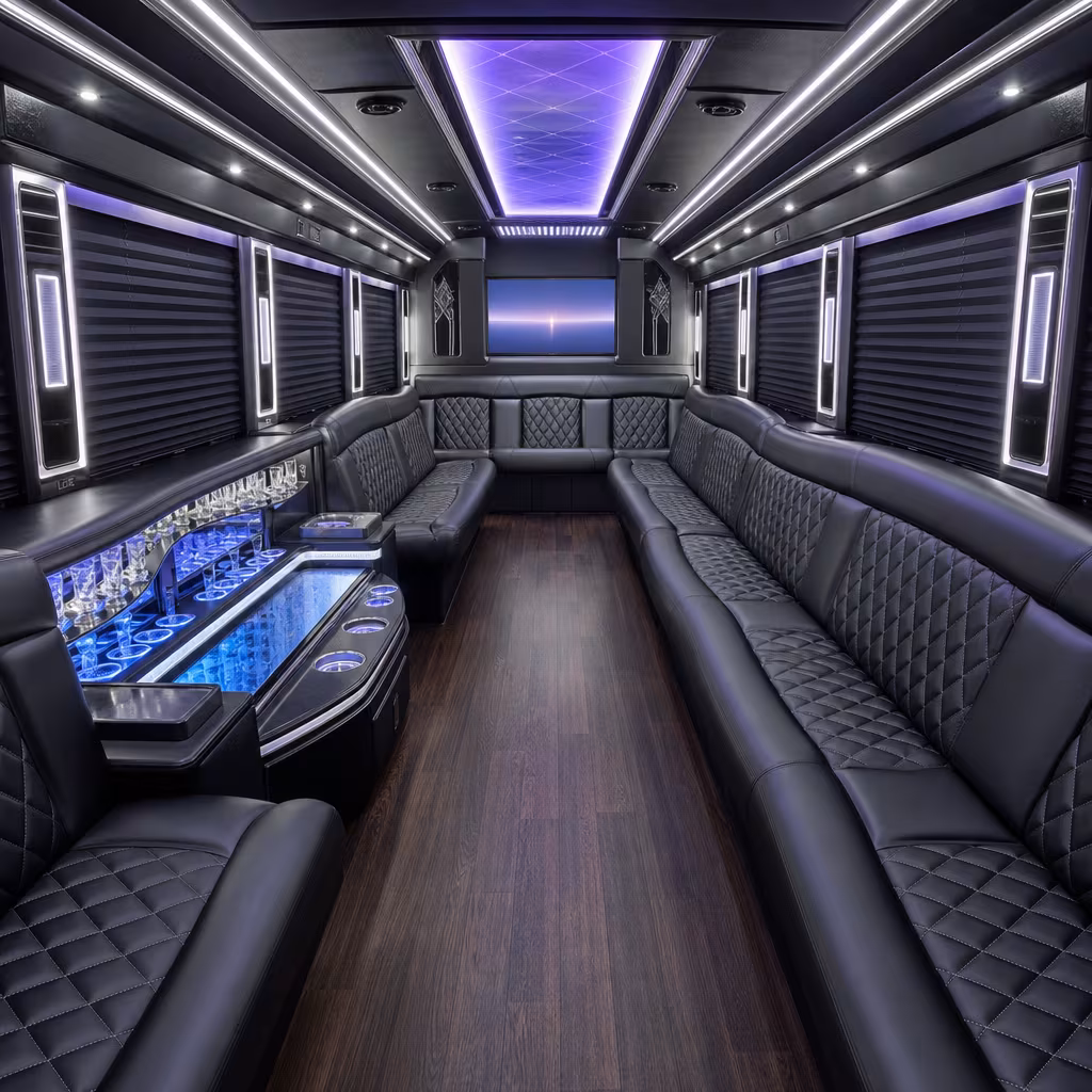 15 Passenger Party Bus Interior