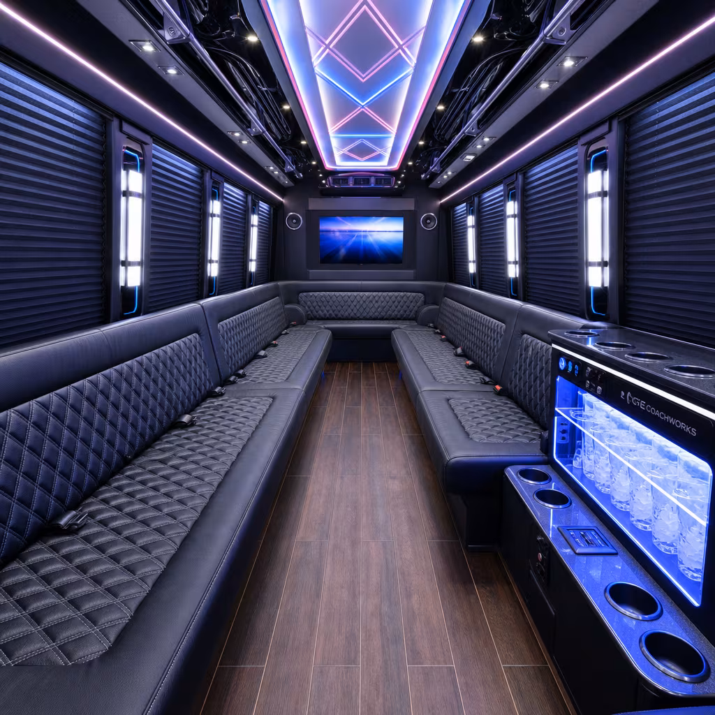 18 Passenger Party Bus Interior