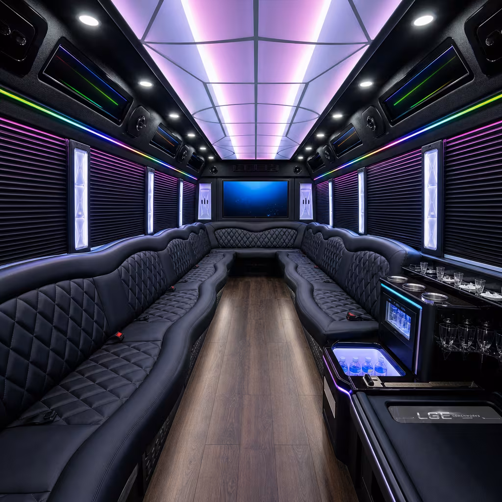 18 Passenger Party Bus Interior