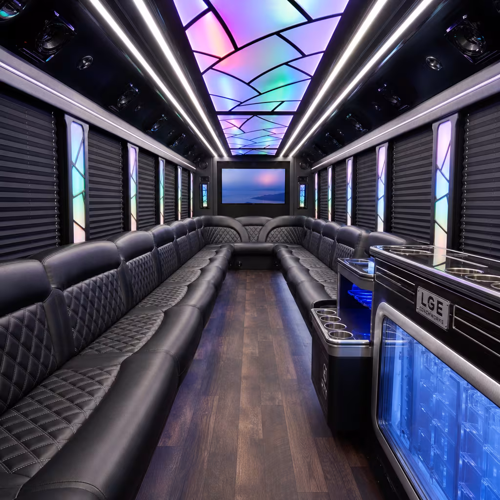20 Passenger Party Bus Interior