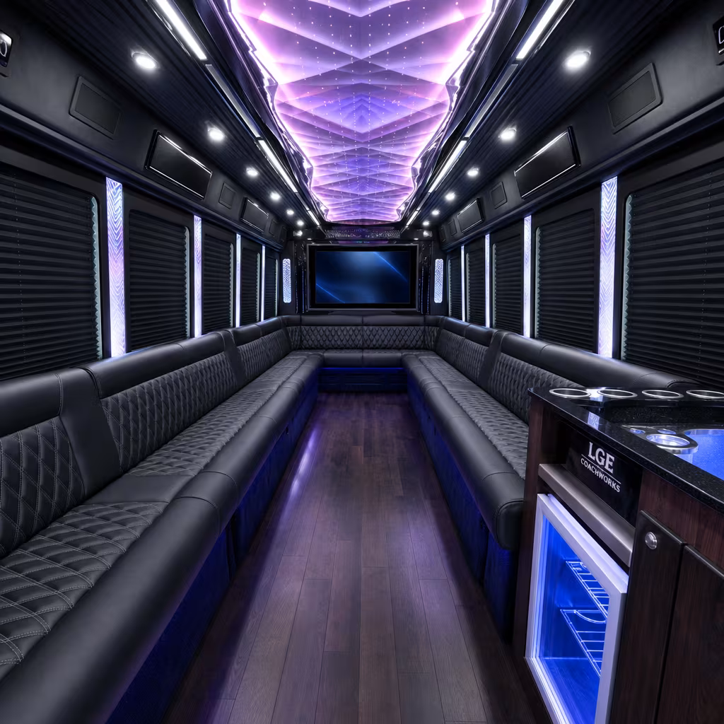 20 Passenger Party Bus Interior