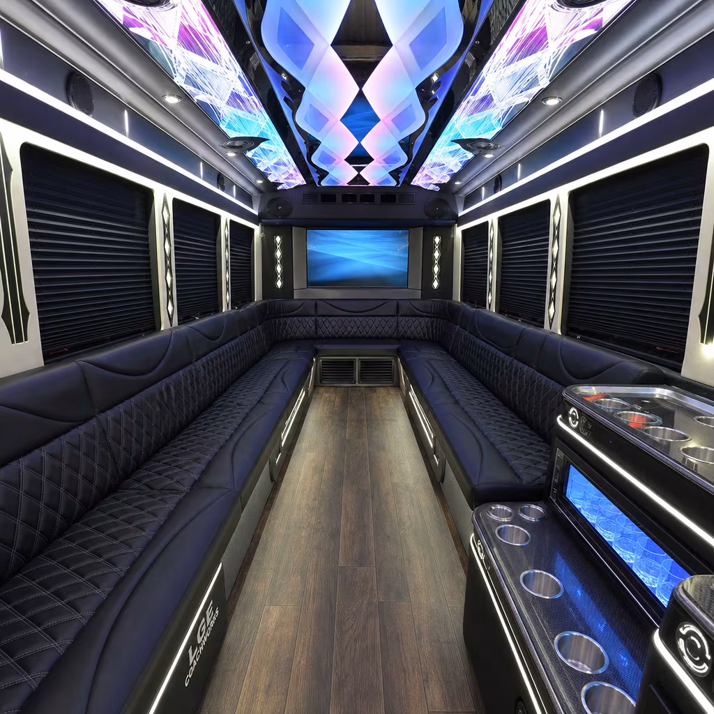 25 Passenger Party Bus Interior