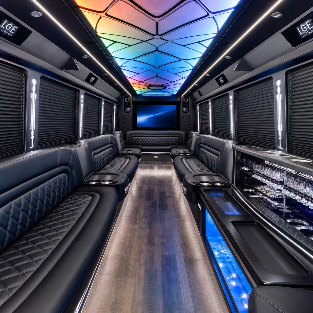 28 Passenger Party Bus Interior
