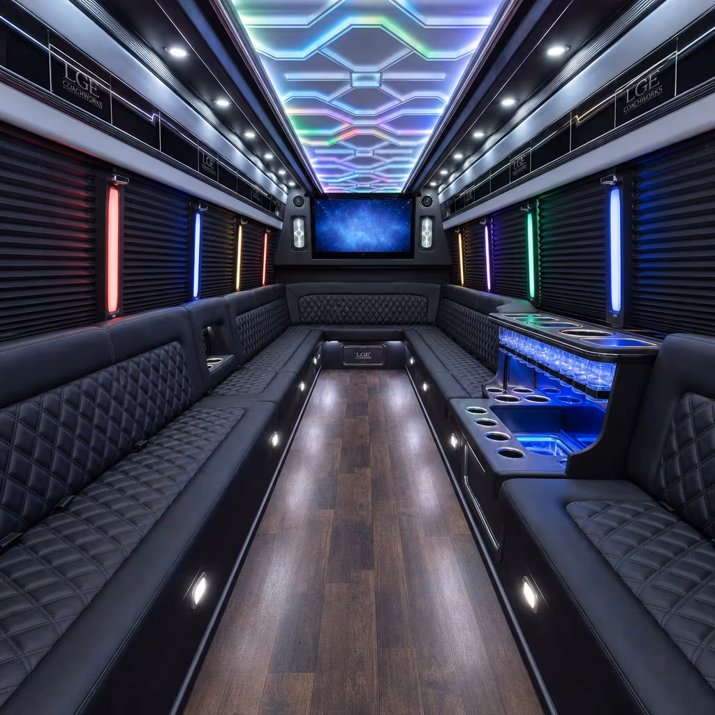 28 Passenger Party Bus Interior