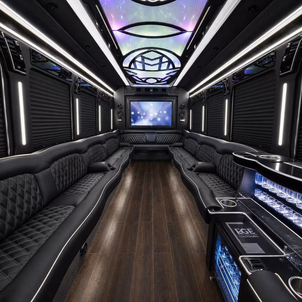 30 Passenger Party Bus Interior