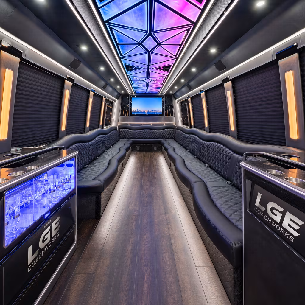 40 Passenger Party Bus Interior
