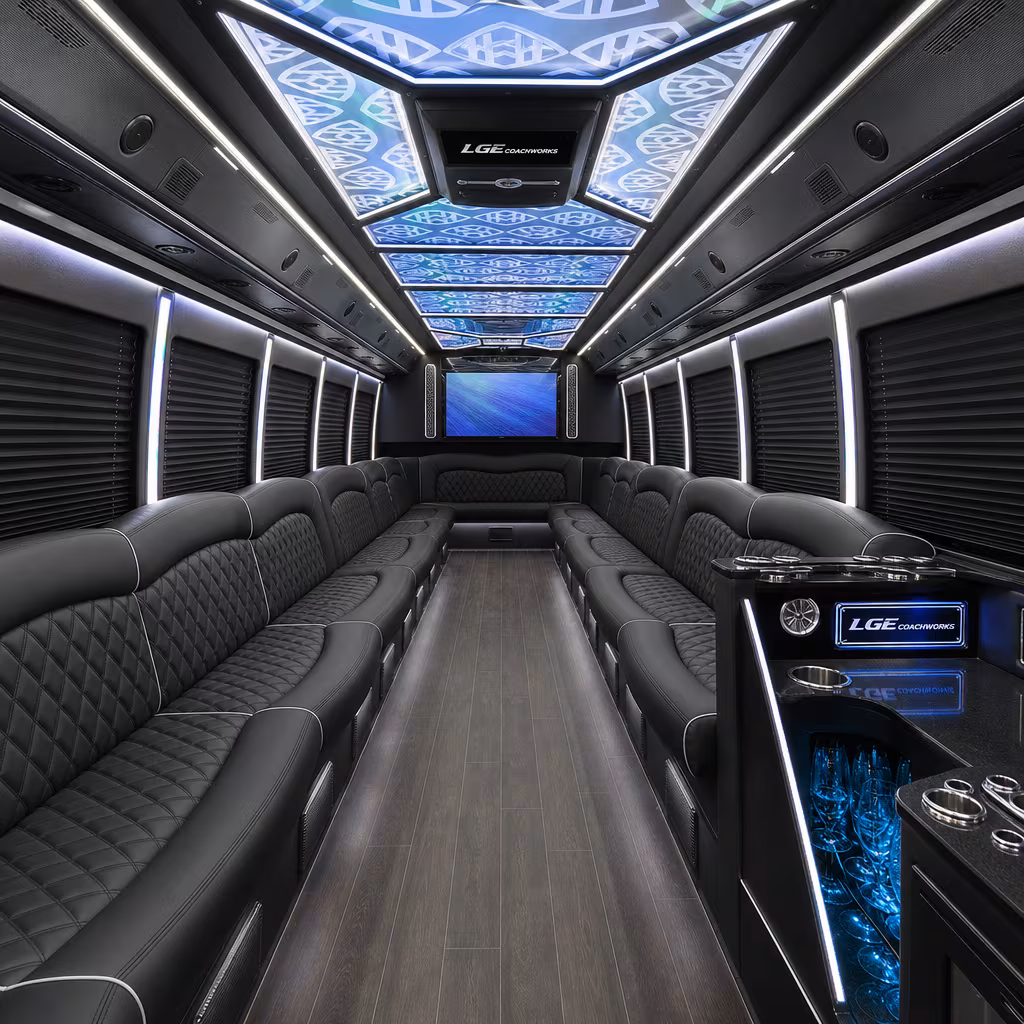 50 Passenger Party Bus Interior