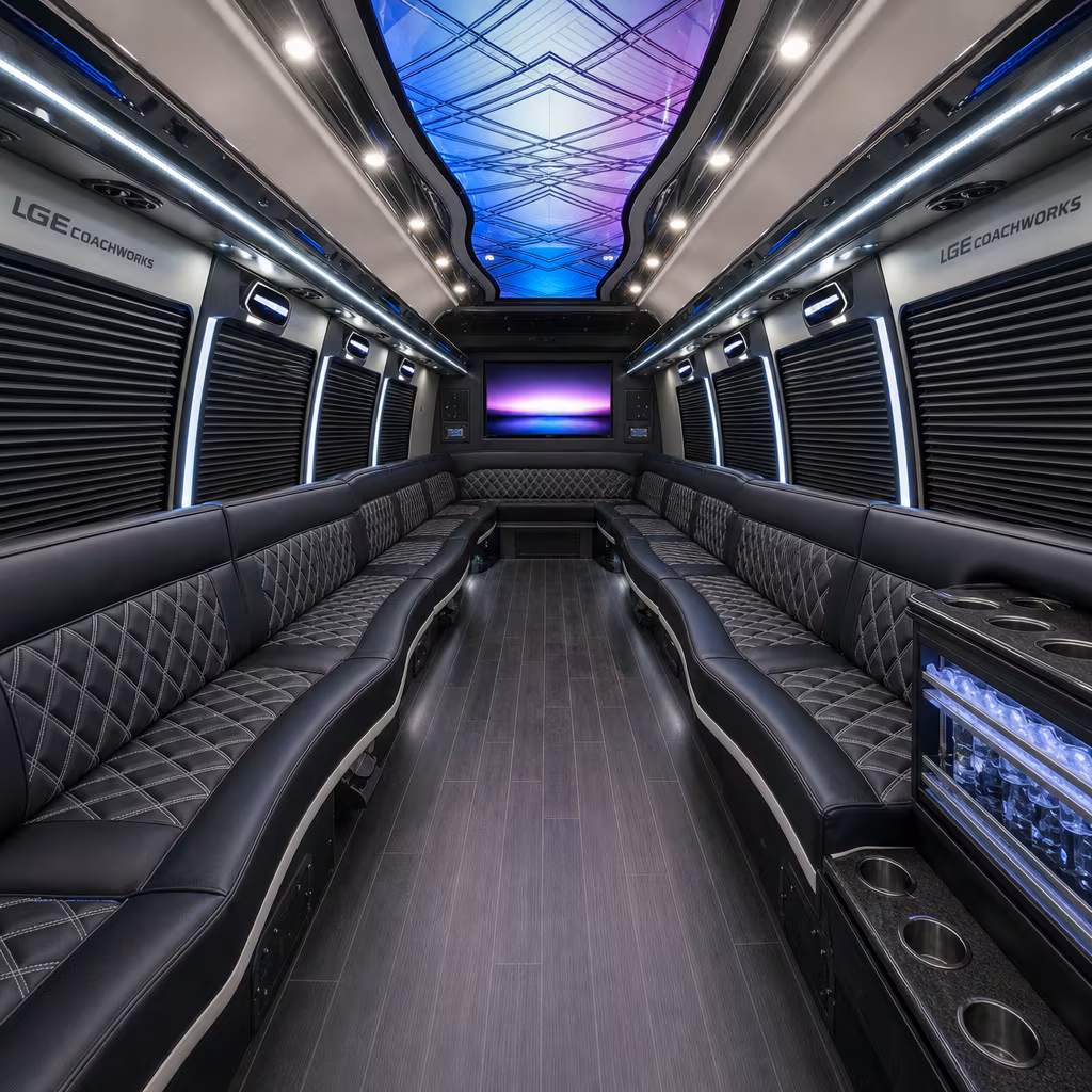 50 Passenger Party Bus Interior