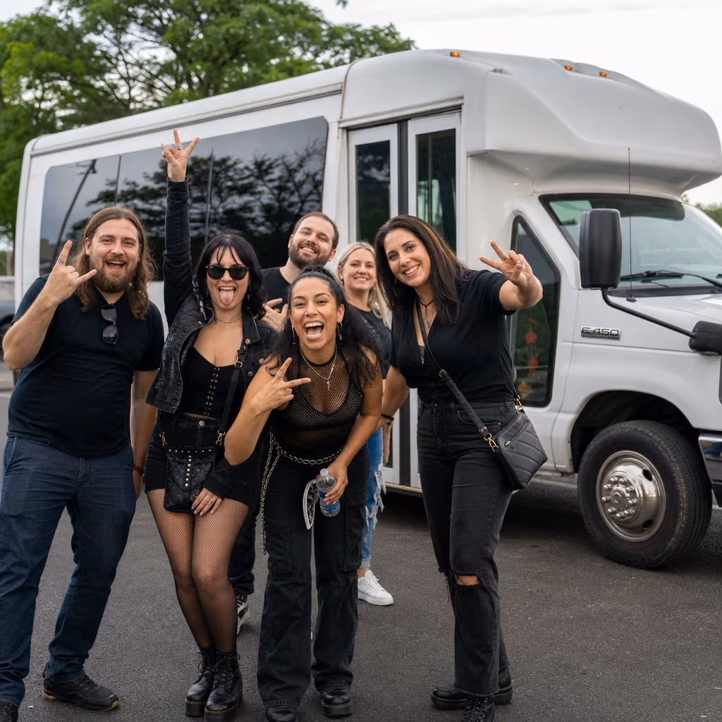 Black Mercedes Sprinter van staged for an San Francisco Concert Transportation group