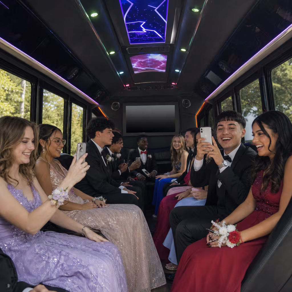 Black Mercedes Sprinter van staged for an San Francisco Prom & Homecoming Transportation group