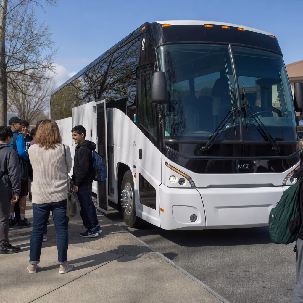 Black Mercedes Sprinter van staged for an San Francisco School Transportation group