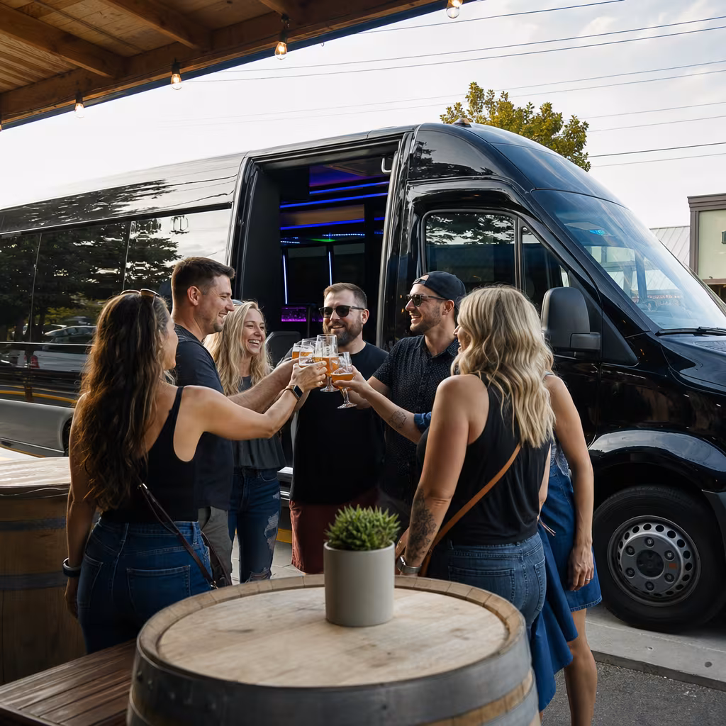 Passengers loading luggage while boarding an San Francisco group shuttle